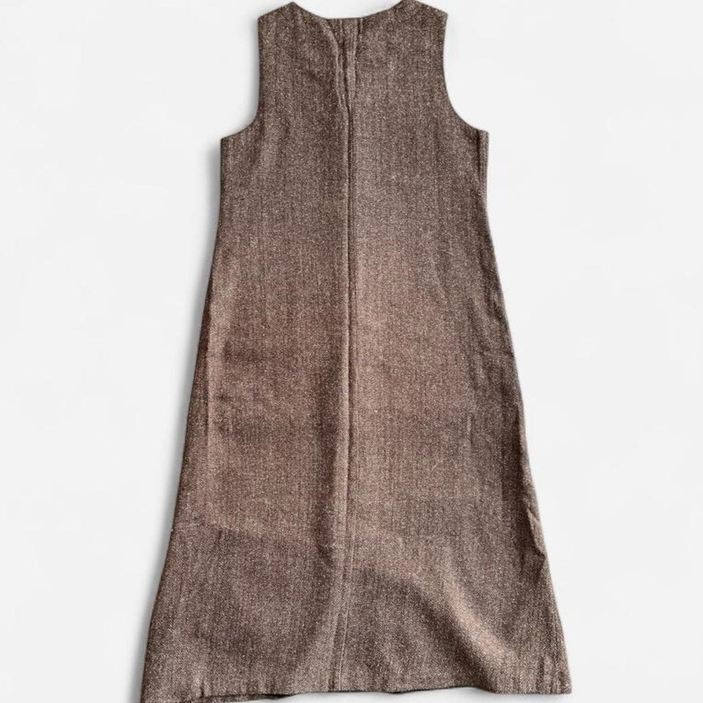 Vintage Christopher & Banks Brown Tone Tweed Button Front Sleeveless Maxi Dress - Picture 3 of 8